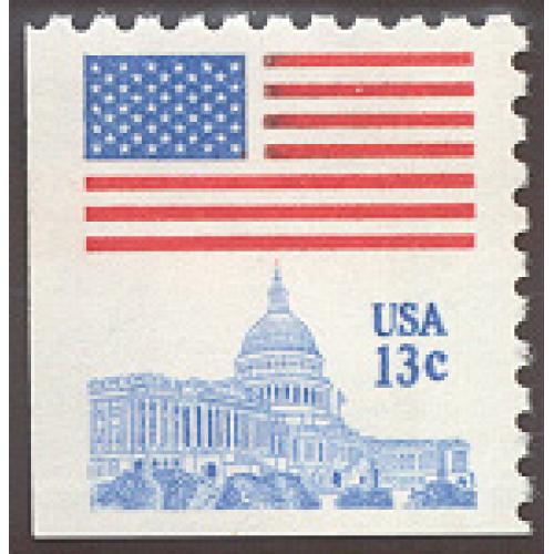 #1623B Flag Over Capitol, Booklet Single, Perf 10x9¾