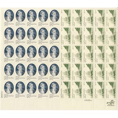 #1732-33 Captain Cook, Complete Sheet of 50 Stamps