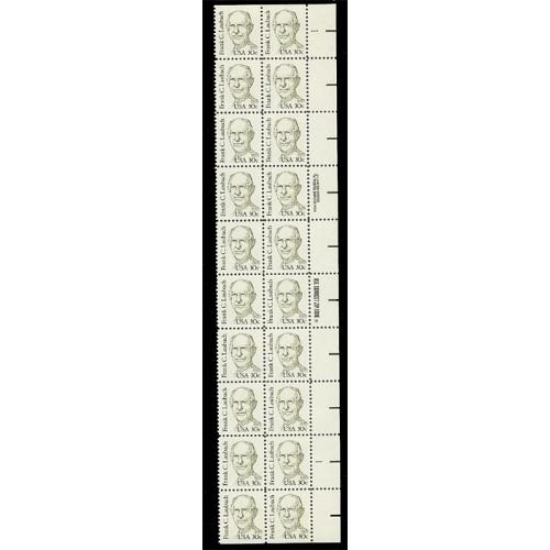 #1864 Frank Laubach, Plate Block of 20