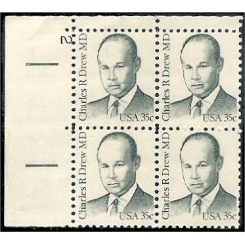 #1865 Dr. Charles Drew, Plate Block of 4