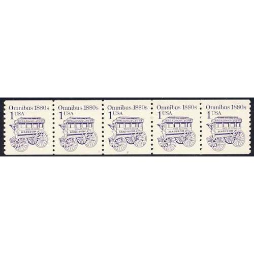 #1897 Omnibus, PNC Plate Number Coil Strip of 5, #2