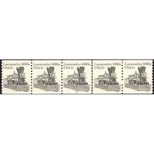 #1897A Locomotive, PNC Plate Number Coil Strip of 5, #10