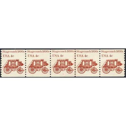 #1898A Stagecoach, PNC Plate Number Coil Strip of 5, #3