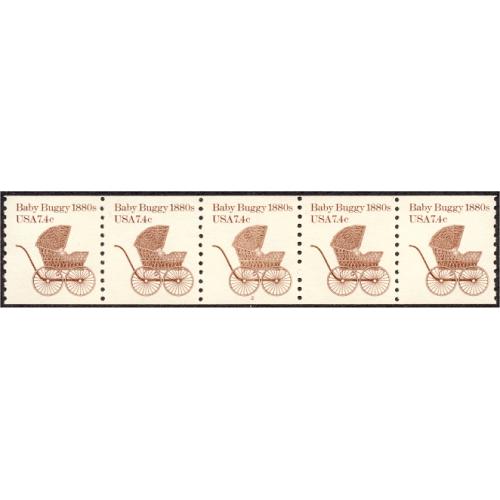 #1902 Baby Buggy, PNC Plate Number Coil Strip of 5, #2