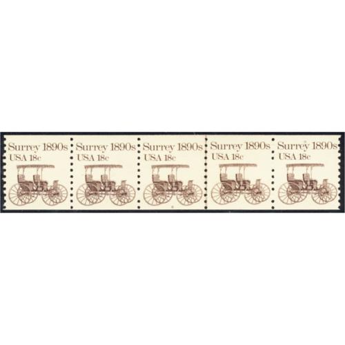 #1907 Surrey, Plate Number Coil, PNC Strip of 5, #6
