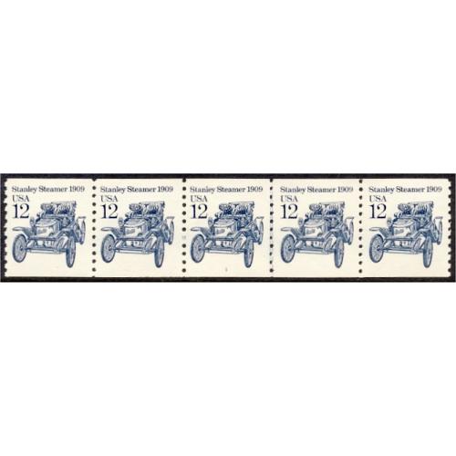 #2132 Stanley Steamer, PNC Plate Number Coil Strip of 5, #1