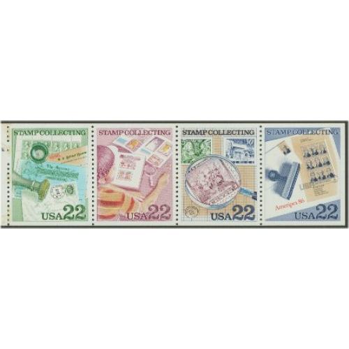 #2201a Stamp Collecting, Booklet Pane of Four