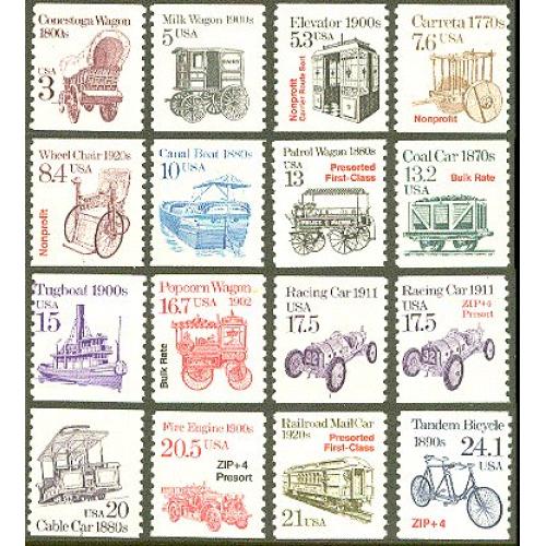 #2252-66, 1981 to 1988 Transportation Coils, Set of 16