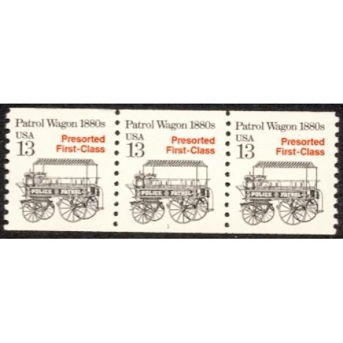 #2258 Patrol Wagon, PNC Plate Number Coil Strip of 3, #1