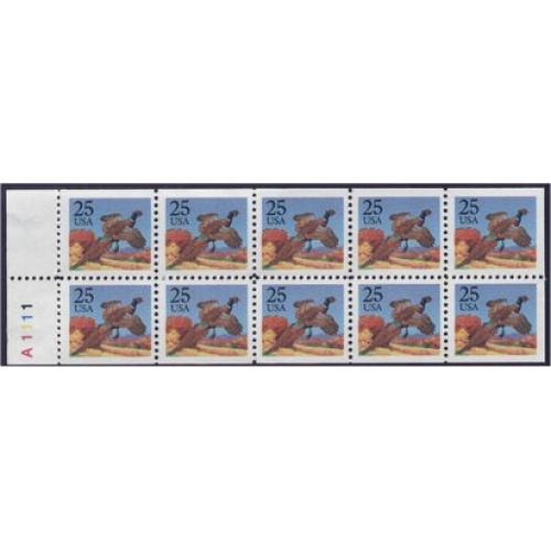 #2283a Pheasant, Booklet pane of Ten