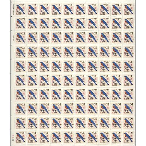 #2478 Bluebird, No ¢ Sign, Sheet of 100 Stamps