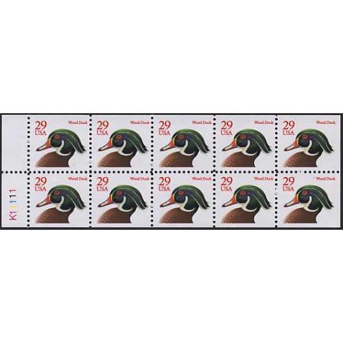 #2485au Wood Duck, Unfolded Booklet Pane of Ten