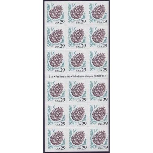 #2491a Pine Cone, Booklet Pane of 18