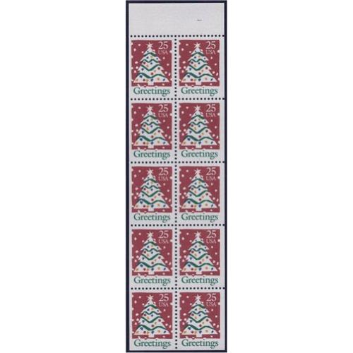 #2516au Christmas Tree, Unfolded Booklet Pane of Ten