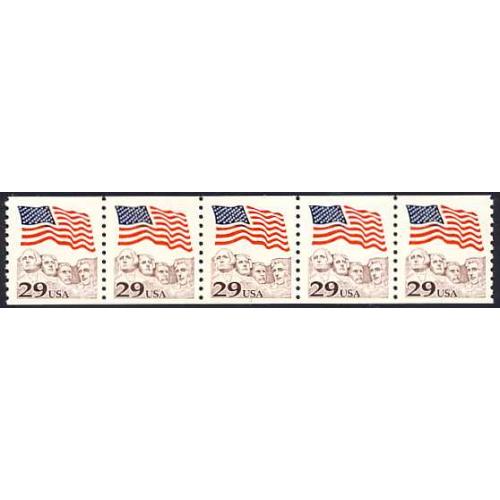 #2523 Flag over Mount Rushmore, PNC #2 Plate Number Coil Strip