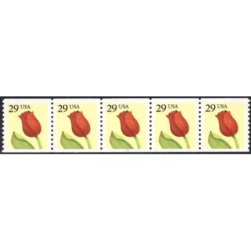 #2526 Flower Perforated, PNC Plate Number Coil Strip of 5,