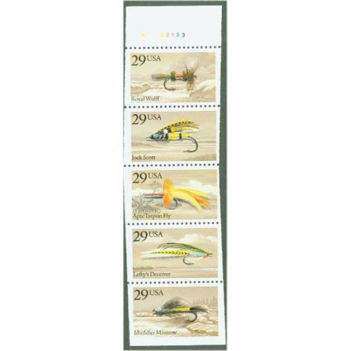 #2549a Fishing Flies, Booklet Pane of Five