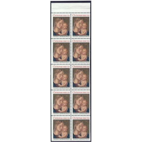 #2578au Christmas Madonna, Unfolded Booklet Pane of Ten