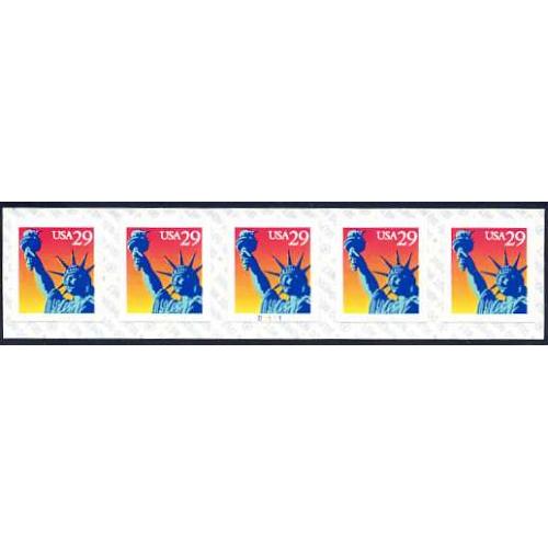 #2599b Statue of Liberty, PNC Plate Number Coil Strip of 5, #D11