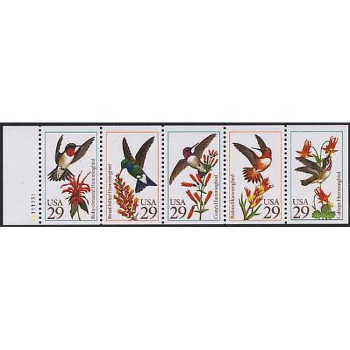 #2646au Hummingbirds, Unfolded Pane of Five #A1111111