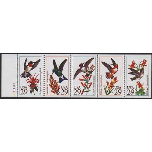 #2646au Hummingbirds, Unfolded Pane of Five #A2212122