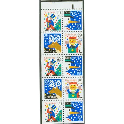 #2798au Christmas Designs, Booklet Pane of 10 - Unfolded