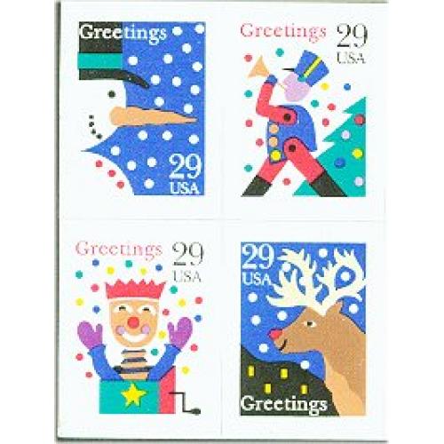 #2802b Christmas Designs, Block of Four