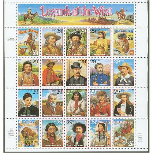 #2869 Revised Legends of the West, Sheet of 20 Stamps