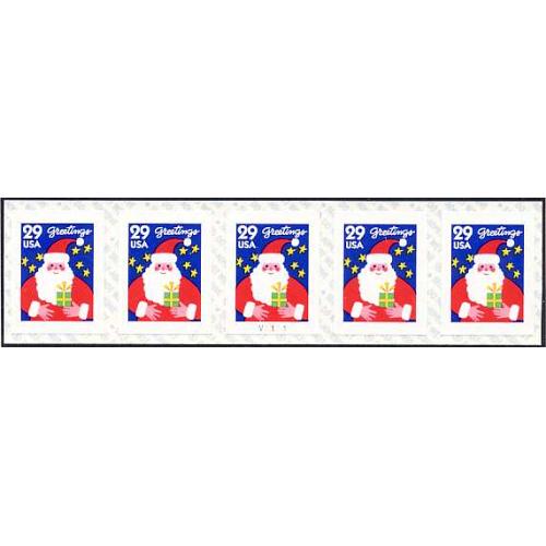 #2873b Santa, PNC Plate Number Coil Strip of 5
