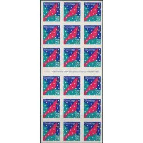 #2874a Cardinal, Christmas Pane of 18