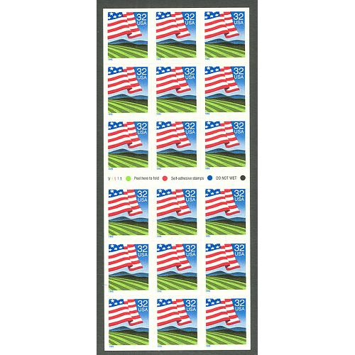#2919a Flag Over Field, Booklet Pane of 18