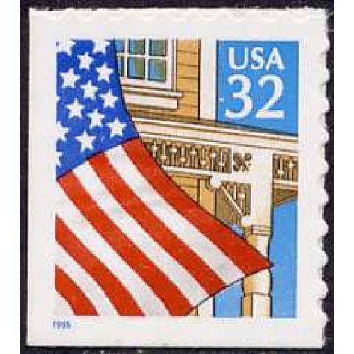 #2920b Flag over Porch, S-A Small Blue 1995 Booklet Single from #2920c