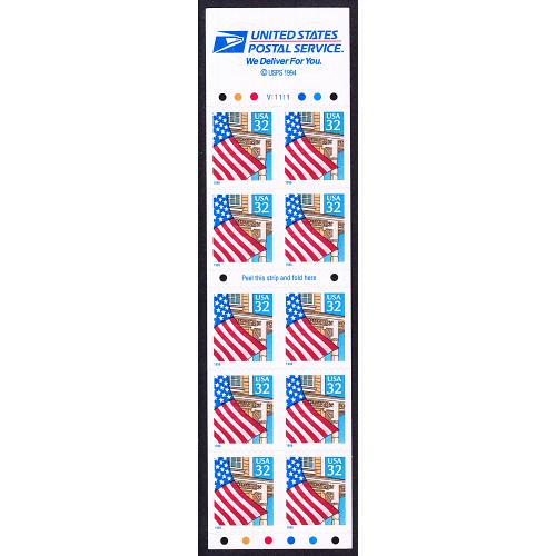 #2920De Flag Over Porch, S-A Booklet Pane Ten