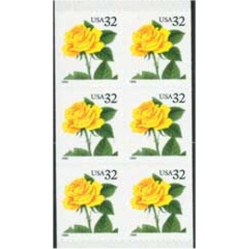 #3049d Yellow Rose, Pane of Six