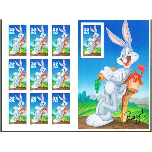 #3138 Bugs Bunny Looney Tunes, Sheet of Ten (1 Imperforate Stamp)