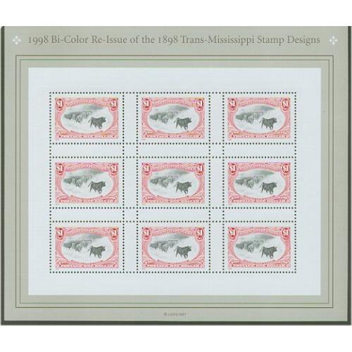 #3210 Trans-Mississippi Cattle in Storm, Souvenir Sheet of Nine