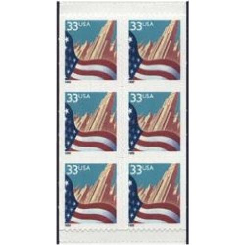 #3278c Flag over City, Booklet Pane of 6