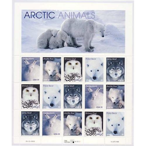 #3288-92 Arctic Animals, Sheet of Fifteen