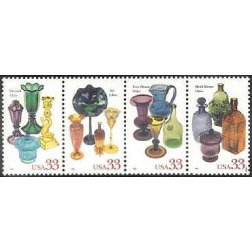 #3328a American Glass, Strip of Four