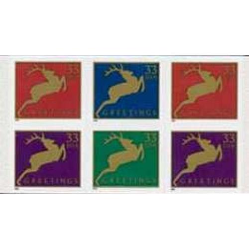 #3367c Deer, Booklet Pane of Six from Vending Book #BK276B