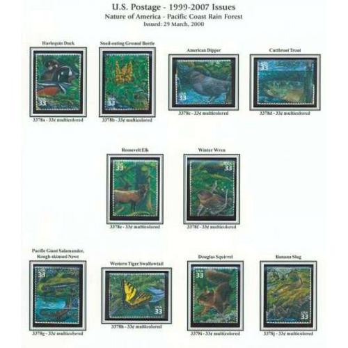 #3378a-j Pacific Coast Rain Forest Nature of America Set of 10 S