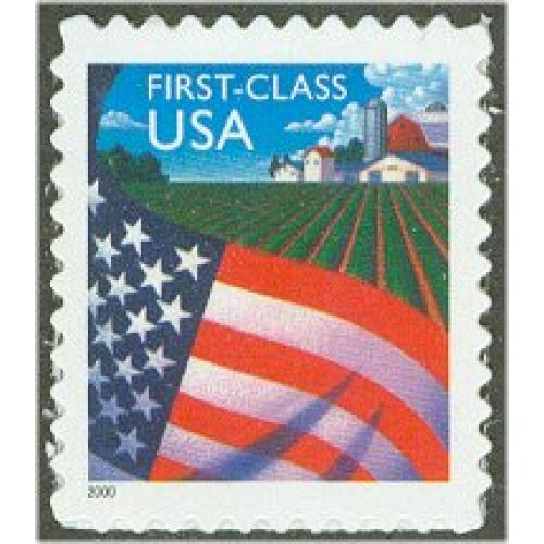 #3449 Flag over Farm, S-A Die-cut 11¼, Small "2000" Date