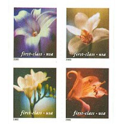 #3457a Four Flowers, Block of Four, 10½x10¾
