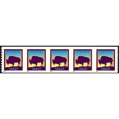 #3475 Bison , PNC Plate Number Coil Strip of 5, #V1111