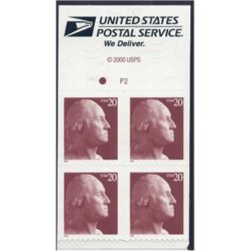 #3482b Washington, Booklet Pane of 4 Die-cut 11¼x11