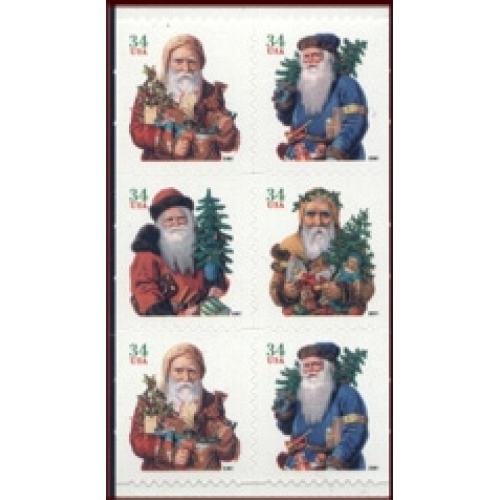#3544c Santas, Booklet Pane of Six From Vending Book