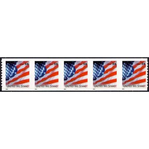 #3550 United We Stand, PNC Plate Number Coil Strip of 5, #1111