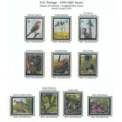 #3611a-j Longleaf Pine Forest, Nature of America Set of Ten Singles