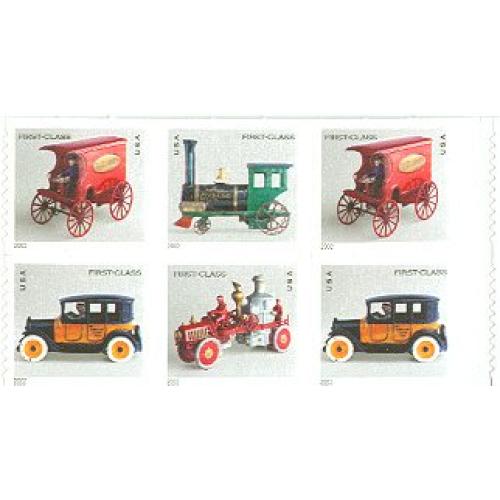 #3629c Antique Toys, Pane of Six From Vending Booklet