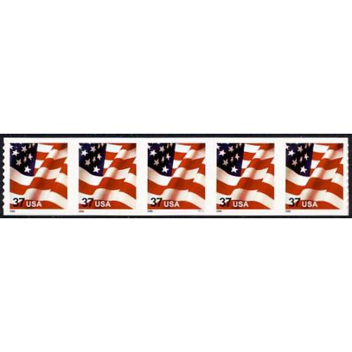 #3633B Flag, PNC Plate Number Coil Strip of 5, #P1111